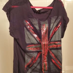 Seven7 luxe british flag sequin 14/16 nwt